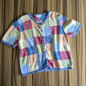 CHRISTOPHER & BANKS Color block button up sweater